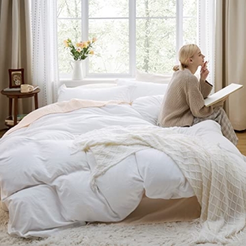 Bedsure White Duvet Cover King Size - Luxuriously Soft Set