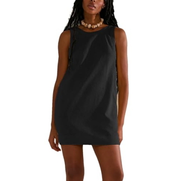 Silly Turtle Womens Summer Open Back Sunshine Dresses 2024 Casual Beach Cotton Linen Mini Dress