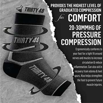 Thirty48 Plantar Fasciitis Socks - 20-30 mmHg Compression for Arch Support, Pain Relief, & Swelling ...