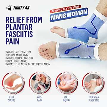 Thirty48 Plantar Fasciitis Support Socks for Pain Relief