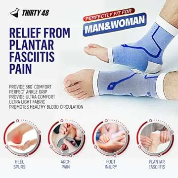 Thirty48 Plantar Fasciitis Support Socks for Pain Relief