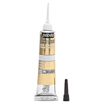 Pebeo Vitrail, Cerne Relief Dimensional Paint, 20 ml Tube with Nozzle - Rich Gold, 0.67 Fl Oz (Pack of 1)