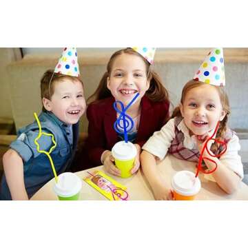 Valentine's Day Gifts for Kids - 32 Pack Crazy Straws and Cards