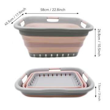 SAMMART 41L Collapsible Plastic Laundry Basket - Foldable Pop Up Storage Container/Organizer - Porta...