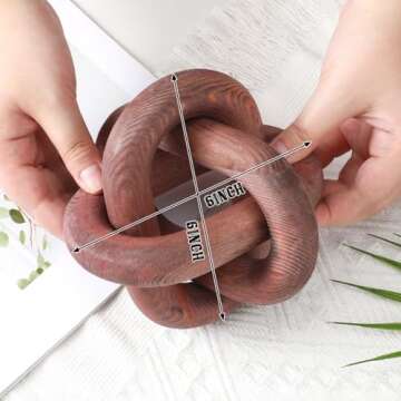 Yalikop 3 Link Wood Knot Decor - Hand Carved Coffee Table Decoration, Boho Chain Link Decor, Modern ...