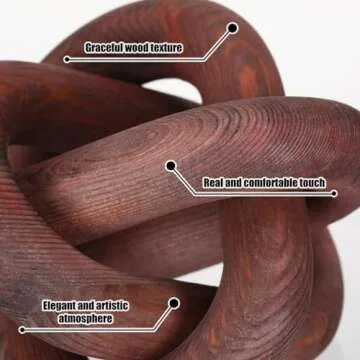 Yalikop 3 Link Wood Knot Decor - Hand Carved Coffee Table Decoration, Boho Chain Link Decor, Modern Shelf, Rustic Objects for Home Living Room Bedroom(Brown)