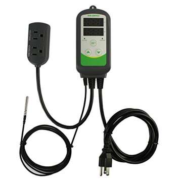 Inkbird Temperature Controller ITC308 Reptile Freezer Thermostat Aquarium Heater Cooler 110V 1100W Pre Wired Dual Stage Digital Outlet Probe Heating Cooling Plug Homebrewing Refrigerator Greenhouse