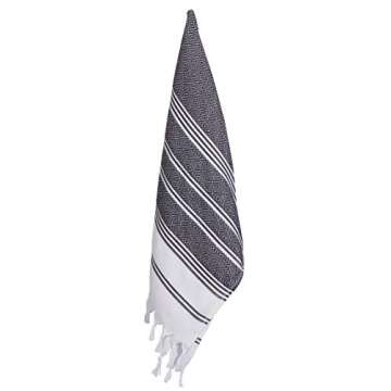 BOSPHORUS (Set of 8) Turkish Cotton Hand Face Head Guest Gym Towel Set Peshtemal Washcloth Kitchen Tea Towel Dish Cloth Set (Black)