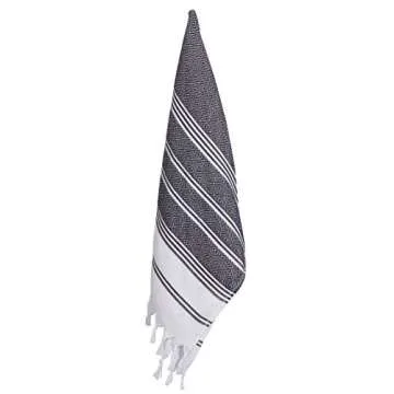 BOSPHORUS (Set of 8) Turkish Cotton Hand Face Head Guest Gym Towel Set Peshtemal Washcloth Kitchen Tea Towel Dish Cloth Set (Black)