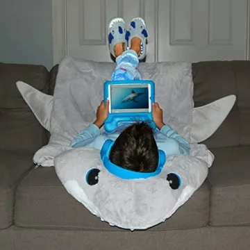 Dearfoams Easter Basket Stuffers Gifts for Kids Washable Animal Critter Slippers, Shark, 5-6 Toddler, Light Heather Grey