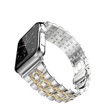 HUANLONG Solid Stainless Steel Band Compatible with Apple Watch 49mm 46mm 45mm 44mm 42mm 41mm 40mm 3...