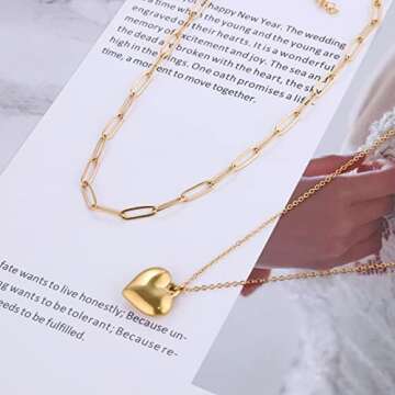 MKALAN Dainty Gold Heart Necklace for Women