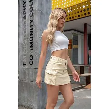 Stylish Women's Mini Cargo Denim Skirt with Pockets