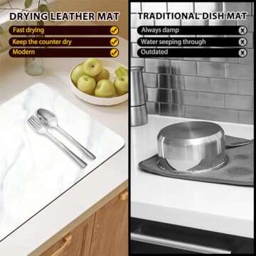 Stylish Super Absorbent Dish Drying Mat for Kitchen