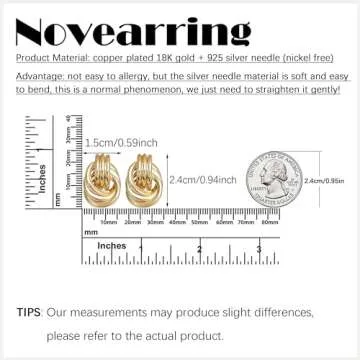 Chunky Gold Knot Earrings for Women Trendy Small Gold Hoop Earrings Geometry Drop Dangle Earrings Statement Stud Earrings Lightweight Fashion Jewelry Gift (B:Silver-Knot)