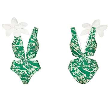 One Piece Swimsuit for Women with Cover Ups Two Pieces Push Up Bathing Suits High Cut Hollow Out Che...