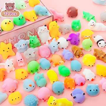 YIHONG 72 Pcs Kawaii Squishies, Mochi Squishy Toys for Kids Party Favors, Mini Stress Relief Toys for Christmas Party Favors, Classroom Prizes, Birthday Gift, Goodie Bag Stuffers