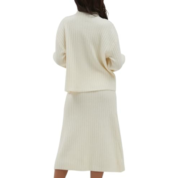 CHYRII Women's Oversized Sweater Skirt Set White Cozy Chic