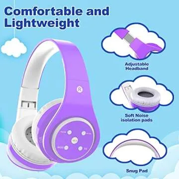 Durable Kids Bluetooth Headphones 85dB Safety Volume Limit