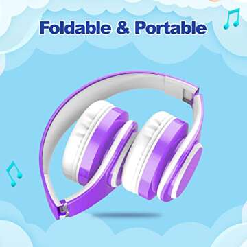 Kids Headphones Bluetooth Wireless 85db/110db Volume Limit Noice Protection Headset Over-Ear and Build-in Mic AUX 3.5mm Wired Headphones for Children Boys Girls Travel School Phone Tablet PC Purple