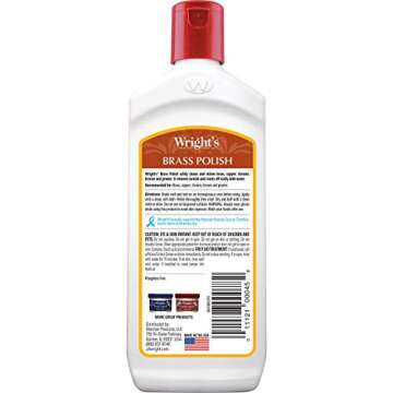 Wright's Brass and Copper Polish and Cleaner - 8 Ounce - Gently Cleans and Removes Tarnish Without Scratching