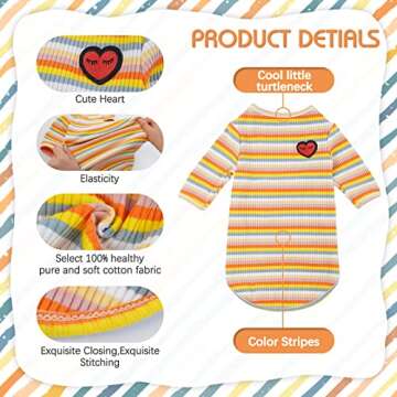 Bonaweite Sphynx Hairless Cats Shirt, Cornish Rex Kitten Rainbow Stripe T-Shirts with Sleeves, Breathable Cat Wear Turtleneck Sweater, Adorable Peterbald Cat's Clothes Vest Pajamas for All Season