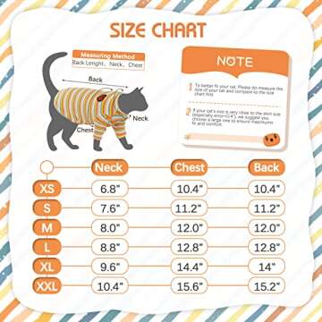 Bonaweite Sphynx Hairless Cats Shirt, Cornish Rex Kitten Rainbow Stripe T-Shirts with Sleeves, Breathable Cat Wear Turtleneck Sweater, Adorable Peterbald Cat's Clothes Vest Pajamas for All Season