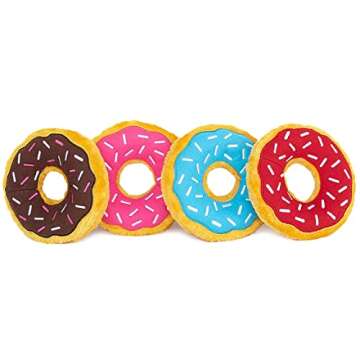 ZippyPaws - Original Donutz No Stuffing Squeaky Plush Dog Toy - Gift Box, Blue