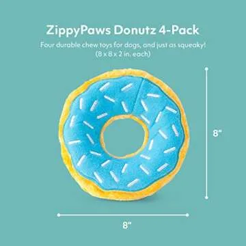 ZippyPaws - Original Donutz No Stuffing Squeaky Plush Dog Toy - Gift Box, Blue