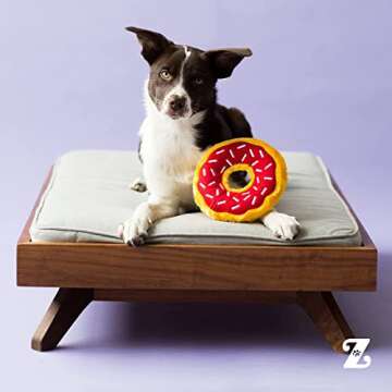 ZippyPaws - Original Donutz No Stuffing Squeaky Plush Dog Toy - Gift Box, Blue