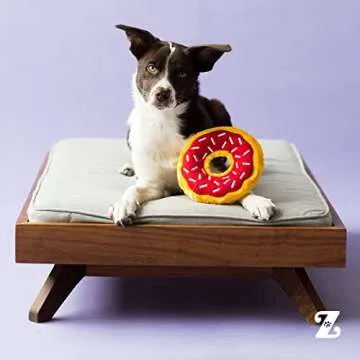 ZippyPaws - Original Donutz No Stuffing Squeaky Plush Dog Toy - Gift Box, Blue