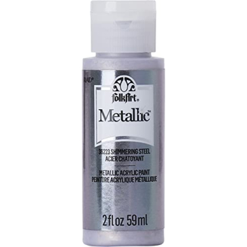 FolkArt Metallic Acrylic Paint, Shimmering Steel 2 fl oz - Premium Finish for Arts and Crafts