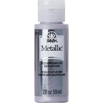 FolkArt Metallic Acrylic Paint, Shimmering Steel 2 fl oz - Premium Finish for Arts and Crafts