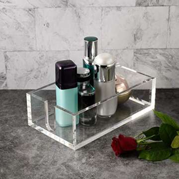KEVLANG Sturdy Acrylic Guest Paper Towel Holder,Clear Bathroom Paper,Hand Towels Storage Tray,Modern Buffet Napkin Caddy in Kitchen or Dining Room for 8.5x4.5 Inch Napkins or smaller.