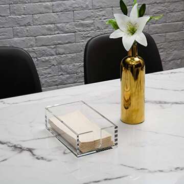 KEVLANG Sturdy Acrylic Guest Paper Towel Holder,Clear Bathroom Paper,Hand Towels Storage Tray,Modern Buffet Napkin Caddy in Kitchen or Dining Room for 8.5x4.5 Inch Napkins or smaller.