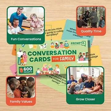 Prompta 600 Conversation Cards for Families – Fun Convo Starters Card Game for Adults and Children – Road Trip Must Have Travel Activity to Get to Know Your Family – Kids Dinner Time