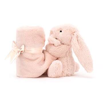 Jellycat Bashful Blush Bunny Soother, 13.5 inches - Security Blanket & Lovey for Babies - Baby Gift