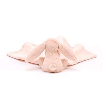 Jellycat Bashful Blush Bunny Soother, 13.5 inches - Security Blanket & Lovey for Babies - Baby Gift
