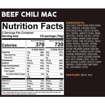 Peak Refuel Beef Chili Mac | Freeze Dried Backpacking and Camping Food | Amazing Taste | High Protein | Real Meat | Quick Prep (2 Serving Pouch)