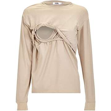 ABU Airman Battle Uniform Long Sleeve Breastfeeding Shirt (Small) Tan, Sand