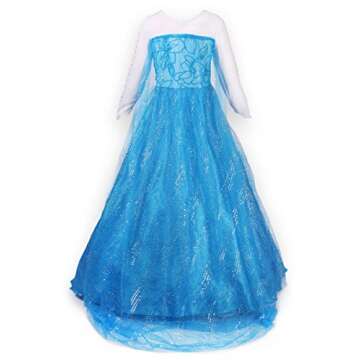 JerrisApparel Princess Dress Queen Costume Cosplay Dress Up with Accessories (5-6, Blue with Accessories)
