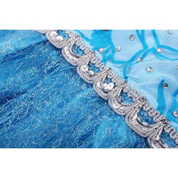 JerrisApparel Princess Dress Queen Costume Cosplay Dress Up with Accessories (5-6, Blue with Accessories)