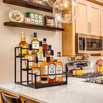 THYGIFTREE Coffee Syrup Rack Organizer Syrup Bottle Holder Stand for Coffee Bar 3-Tier 12 Bottles Storage Shelves for Syrup, Wine, Dressing for Kitchen Coffee Station