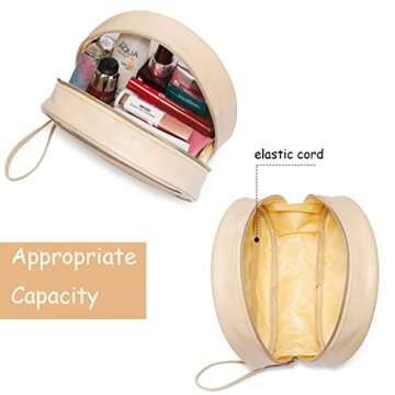 LACATTURA Clear Travel Makeup Bag, Small Vegan Leather Cosmetic Organizer, Transparent Toiletry Beauty Bag, Portable Zipper Pouch Storage Bag for Women, Apricot