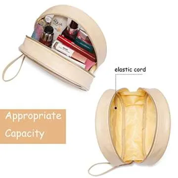 LACATTURA Clear Travel Makeup Bag, Small Vegan Leather Cosmetic Organizer, Transparent Toiletry Beauty Bag, Portable Zipper Pouch Storage Bag for Women, Apricot