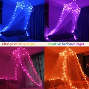 Obrecis Pink Bed Canopy for Girls, Bedroom Decor Princess Canopy Bed Curtain with Lights, 100 LED St...