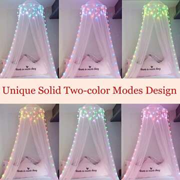 Obrecis Pink Bed Canopy with 100 LED Star Lights