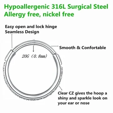 Best 20G 8mm Hypoallergenic Nose Ring Hoop for Sensitive Skin