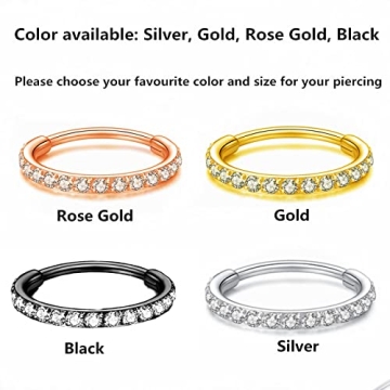 Best 20G 8mm Hypoallergenic Nose Ring Hoop for Sensitive Skin