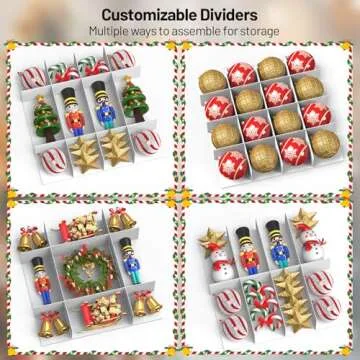 Keten Christmas Ornament Storage, Ornament Storage Box Fits 128 Holiday Ornaments 3-Inch,with Adjustable Dividers & Pockets, Dual Zipper Closure, 600D Tear-Proof Fabric (Green)